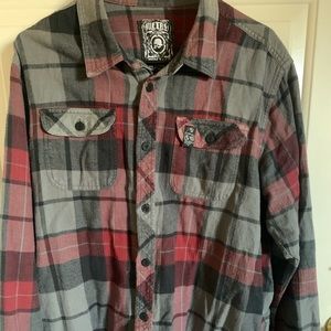 Men’s Metal Mulisha plaid button up